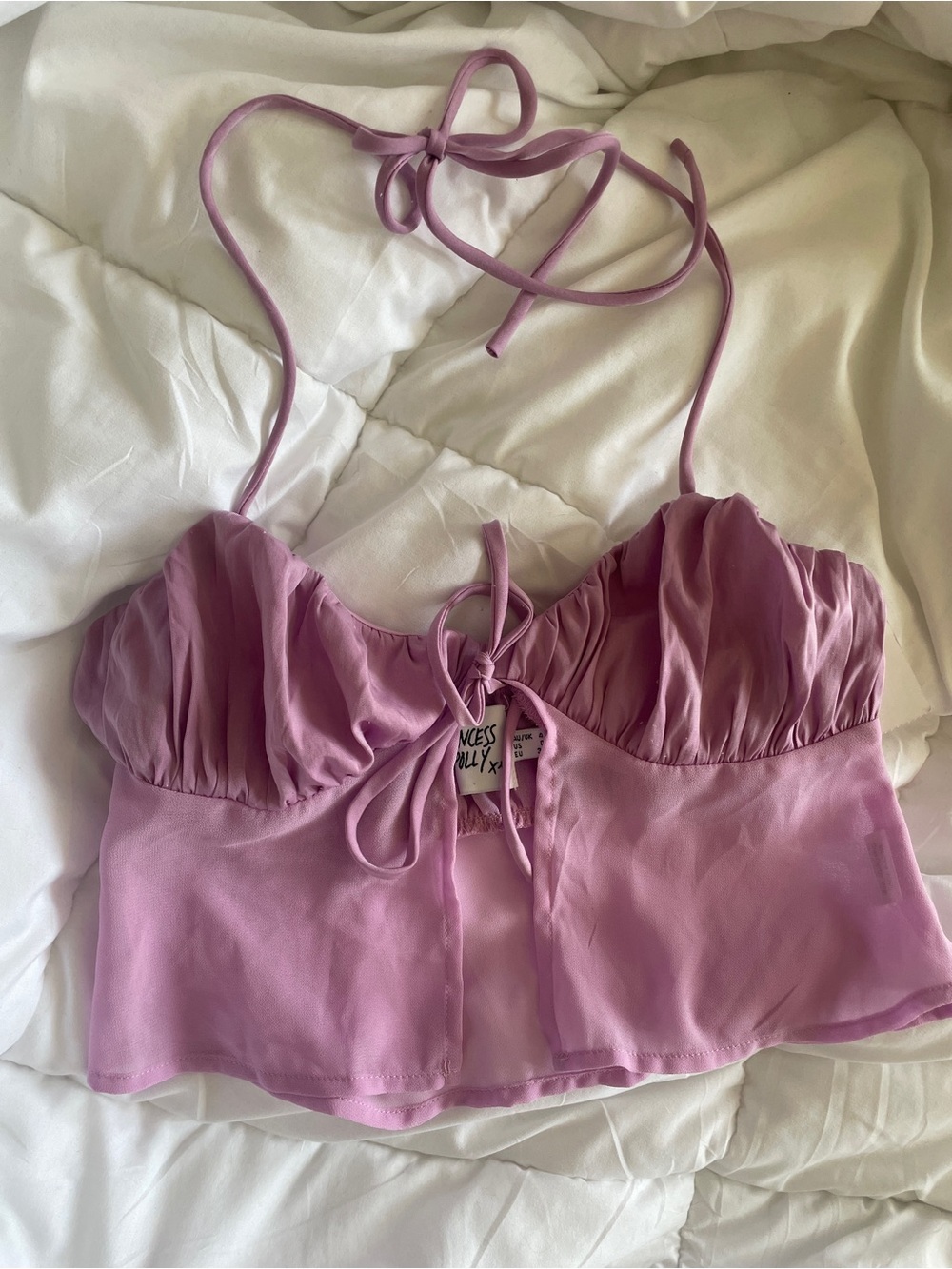 Princess Polly Lilac Tie-Front Halter Cami